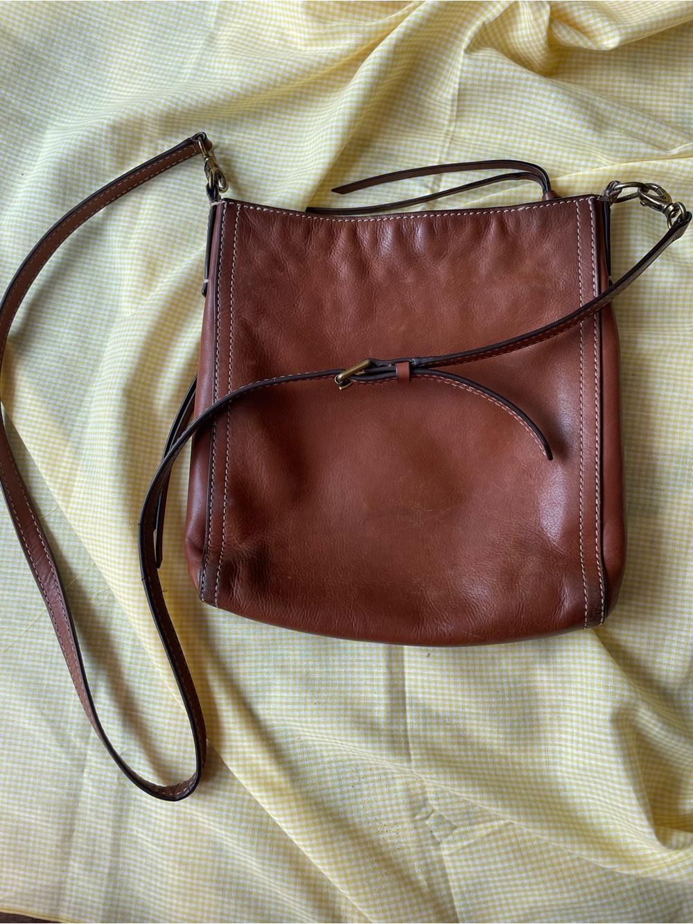 Fossil Vintage Brown Genuine Leather Messenger Crossbody